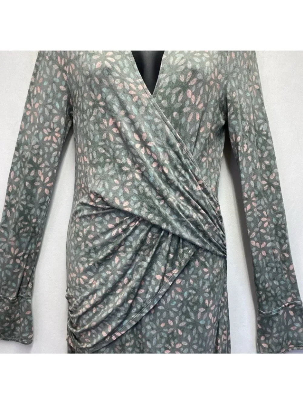 Free People Shayla Wrap Midi Dress Women Medium Mint Multicolor Deep V-Neckline
